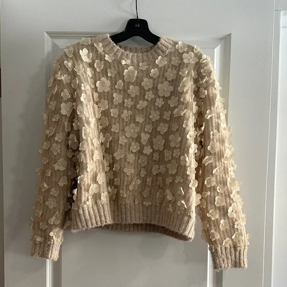 Zara Cream Floral Sweater - Picture 2 of 6